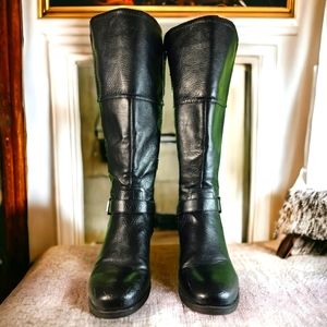 - Crofts & Barrow Riding Boots Womens Low Heels Knee High Zip-Up Black 8.5